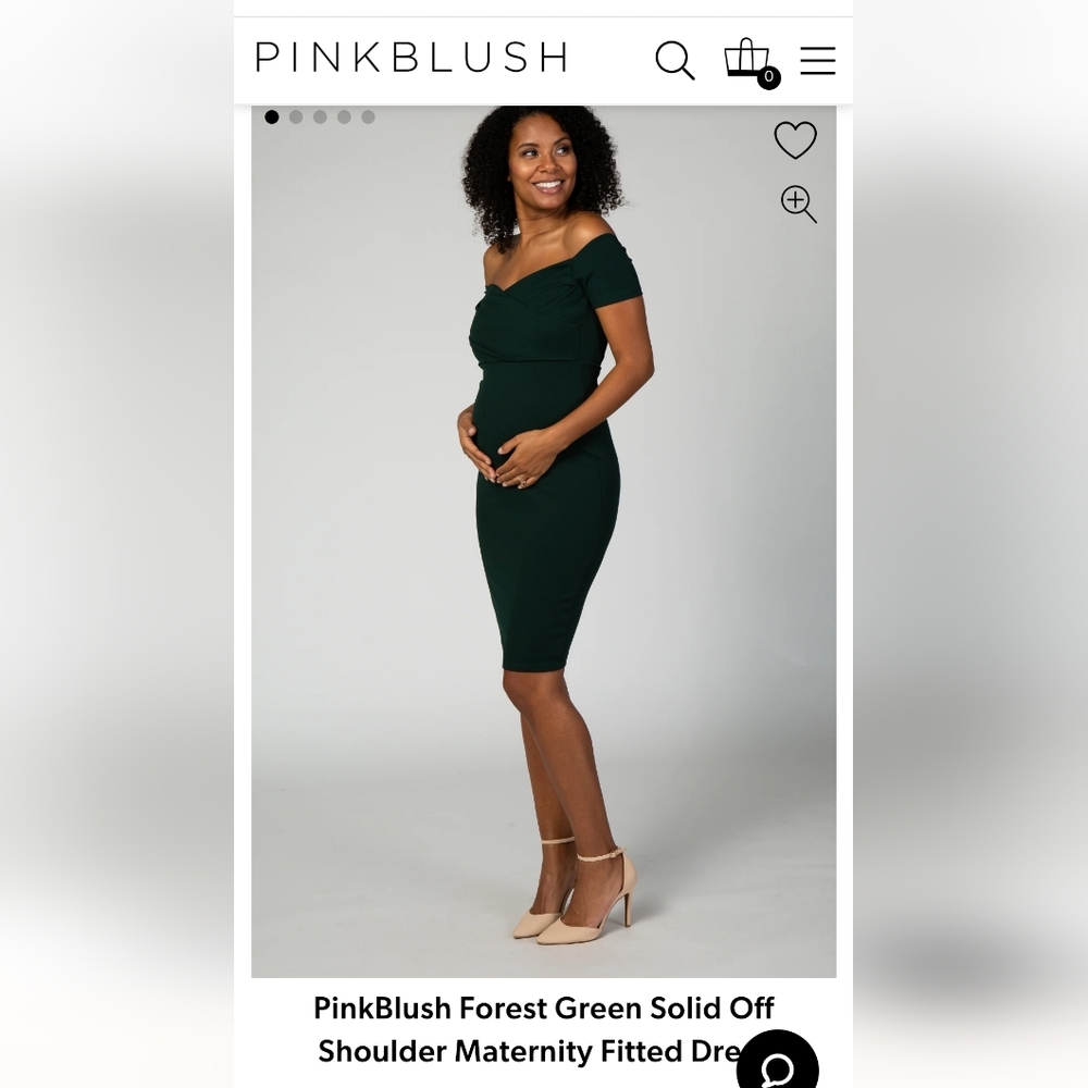 NWT PinkBlush Forest Green Off Shoulder Maternity Fitted Dress